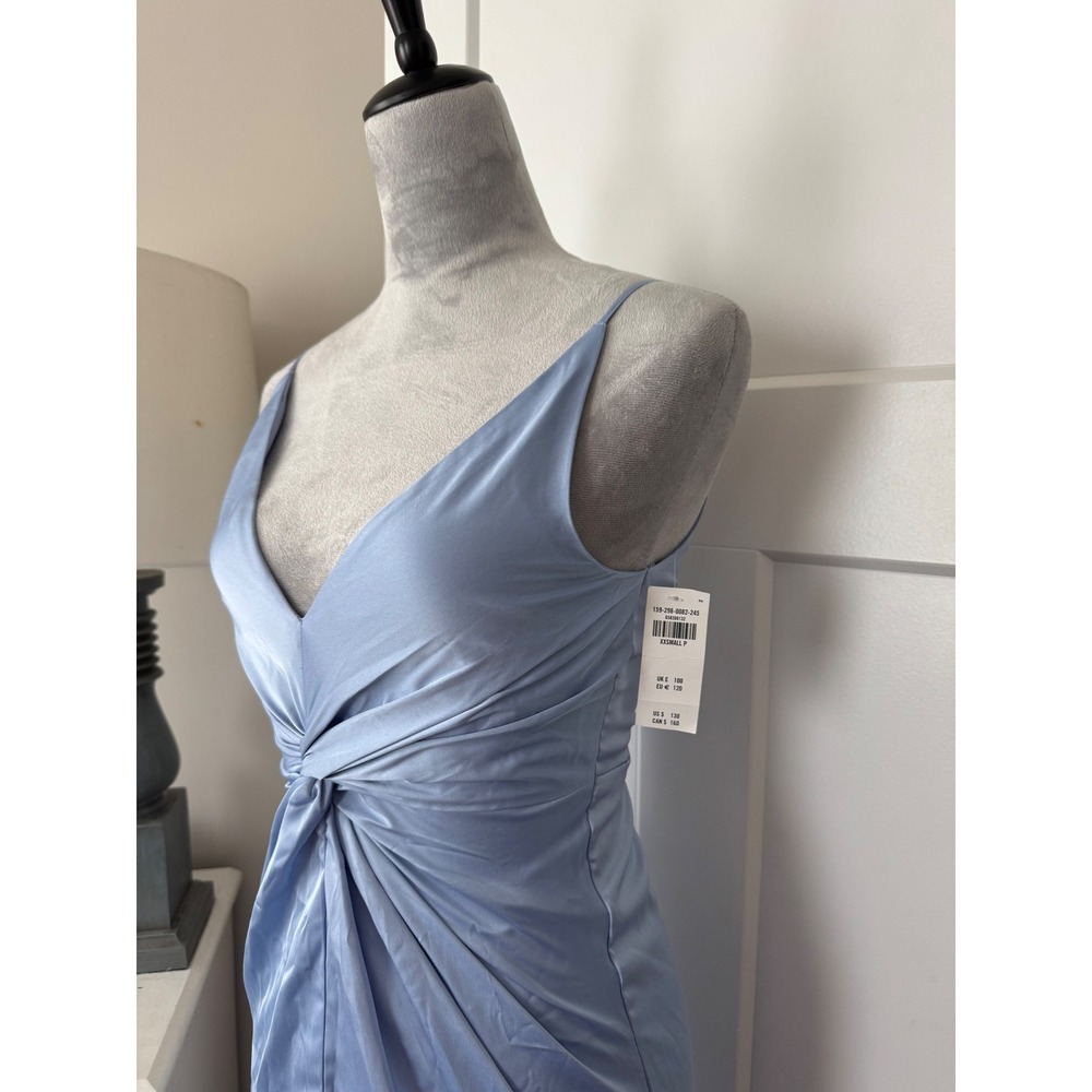 Abercrombie & Fitch Light Blue Satin Twist Front Midi Dress XXS NWT wedding - Picture 4 of 9
